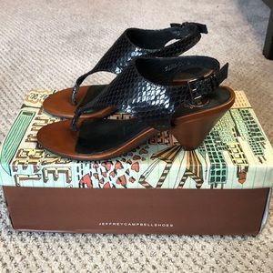 Jeffrey Campbell Black Snake Print Sandal